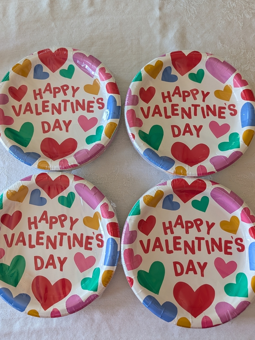 Happy Valentine's Day Paper Plates 20 Plates Per Package 4 Packs